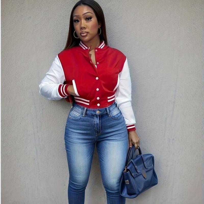 Женская летняя однобортная повседневная спортивная куртка с цветными блоками, куртка