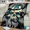 Sugar Skull Blanket for Halloween Skull Rose Design Skeleton Smooth Soft Black Print Throw Blanket Gifts Sofa Chair Bed Office
