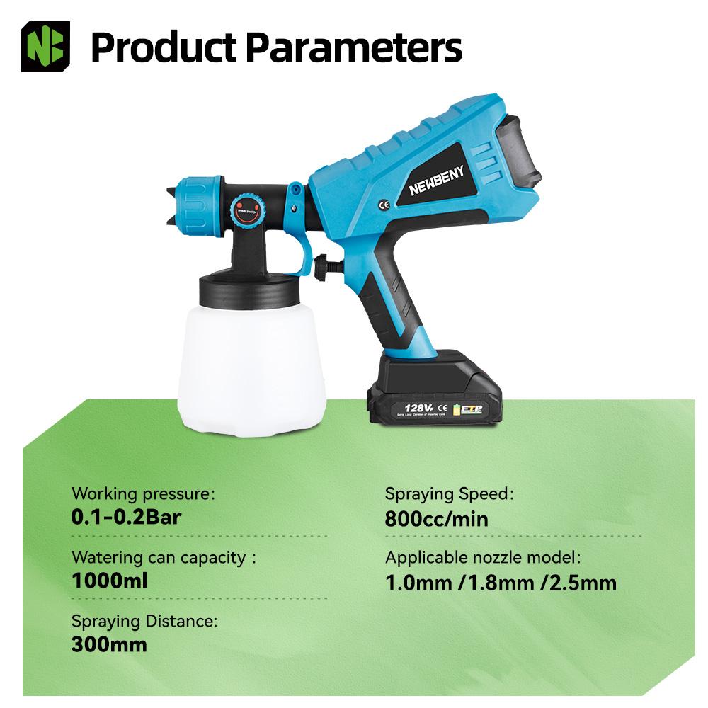 1000 мл беспроводной электрический пистолет-распылитель ручной высокоэффективный портативный бытовой стальной краскопульт для аккумулятора 18 В