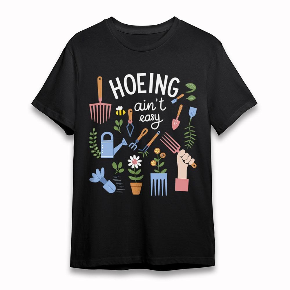 Men's Oversize T-Shirt Gardening Tools Floral Botanic Tee Black Cotton Short