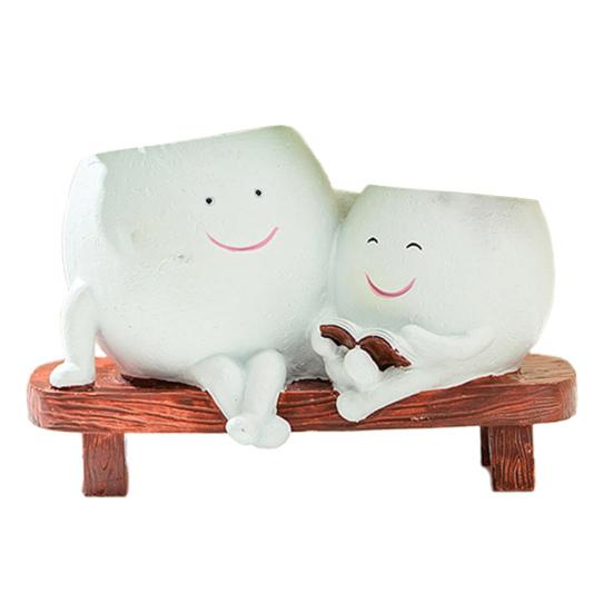 Горшок для цветов с изображением улыбающегося лица, смоляной, с изображением головы дамы, с изображением лица девушки, цветочный горшок с двумя головками, суккулентный горшок с дренажным отверстием для домашнего офиса, балкона