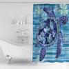Retro Ocean Blue Turtle Bathroom Shower Curtain Artistic Colorful Bath Rug Decoration for Home Decor