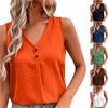 Summer Women's Vest V-Neck Buttoned Sleeveless Vest