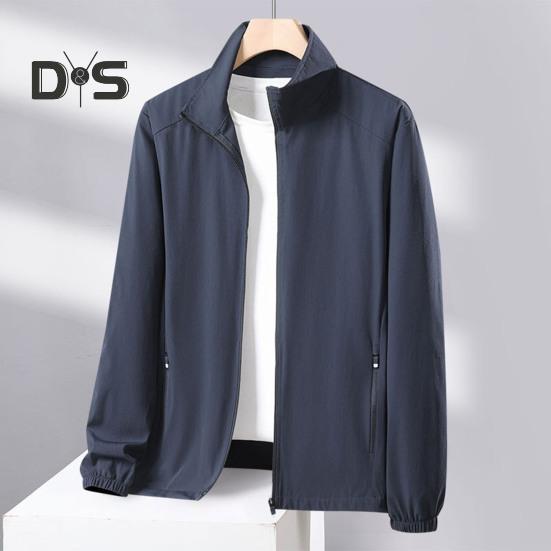 Мужская и женская солнцезащитная куртка с воротником-стойкой и длинным рукавом, однотонная застежка-молния, солнцезащитная одежда из ледяного шелка