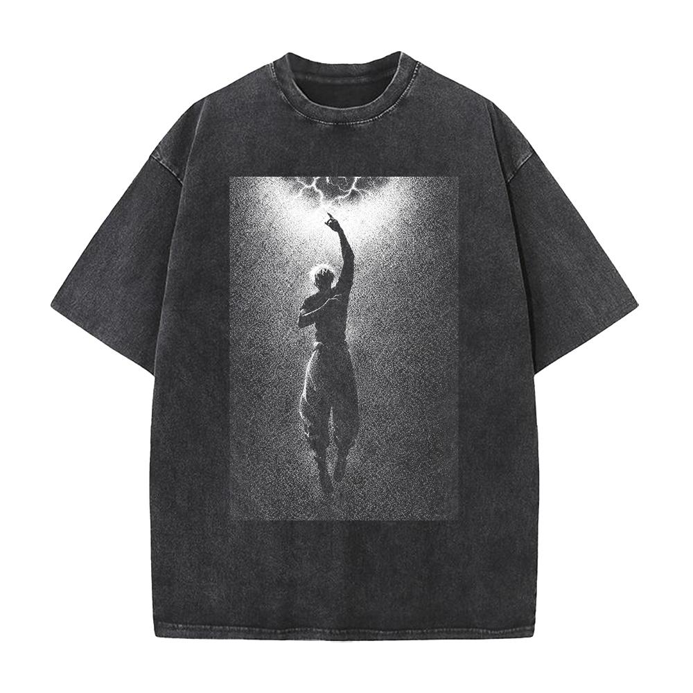 Hot Anime Jujutsu Kaisen Gojo Satoru Print T-shirt Men Women Clothing Cotton Tshirt Retro Washed T Shirt Harajuku Manga Tops