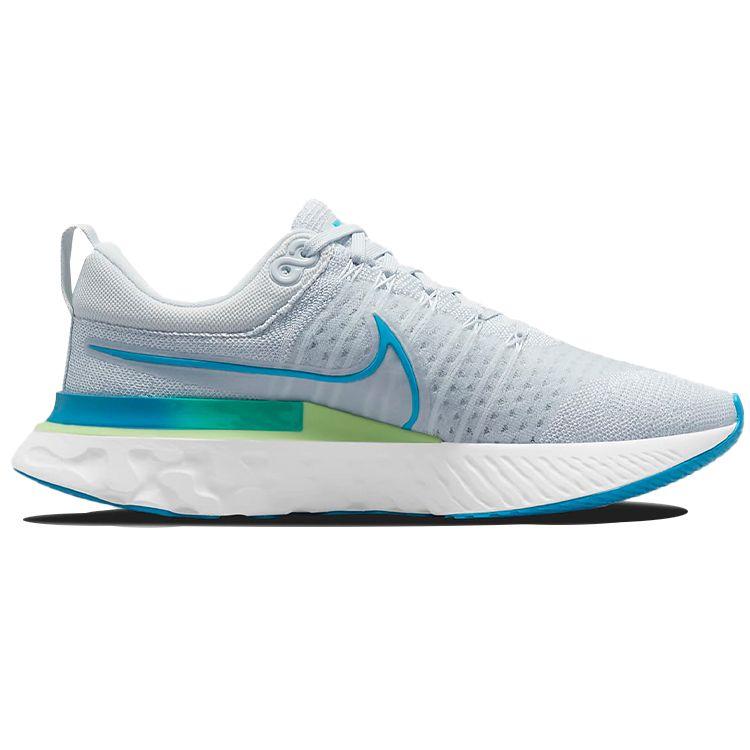 Nike React Infinity Run Flyknit 2 Pure Platinum Emerald Laser Blue Мужские кроссовки Серые лаймово-светящиеся изумрудно-зеленые CT2357-007