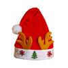 Christmas Hat Children Red Velvet Santa Hat with Cartoon Antler Pattern Decoration Festive Holiday Party Supplies