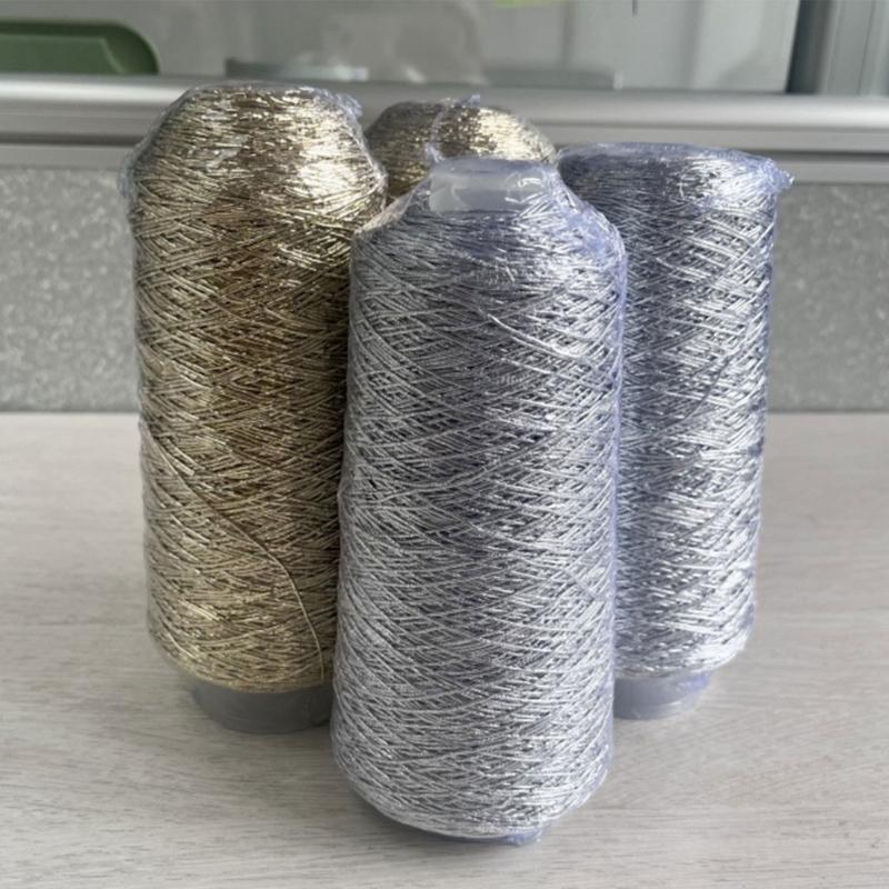 Нитки из полиэстера, 200 г/рулон, металлизированная нить для вязания крючком, плетения, изготовления сумок, брелоков, подвесок