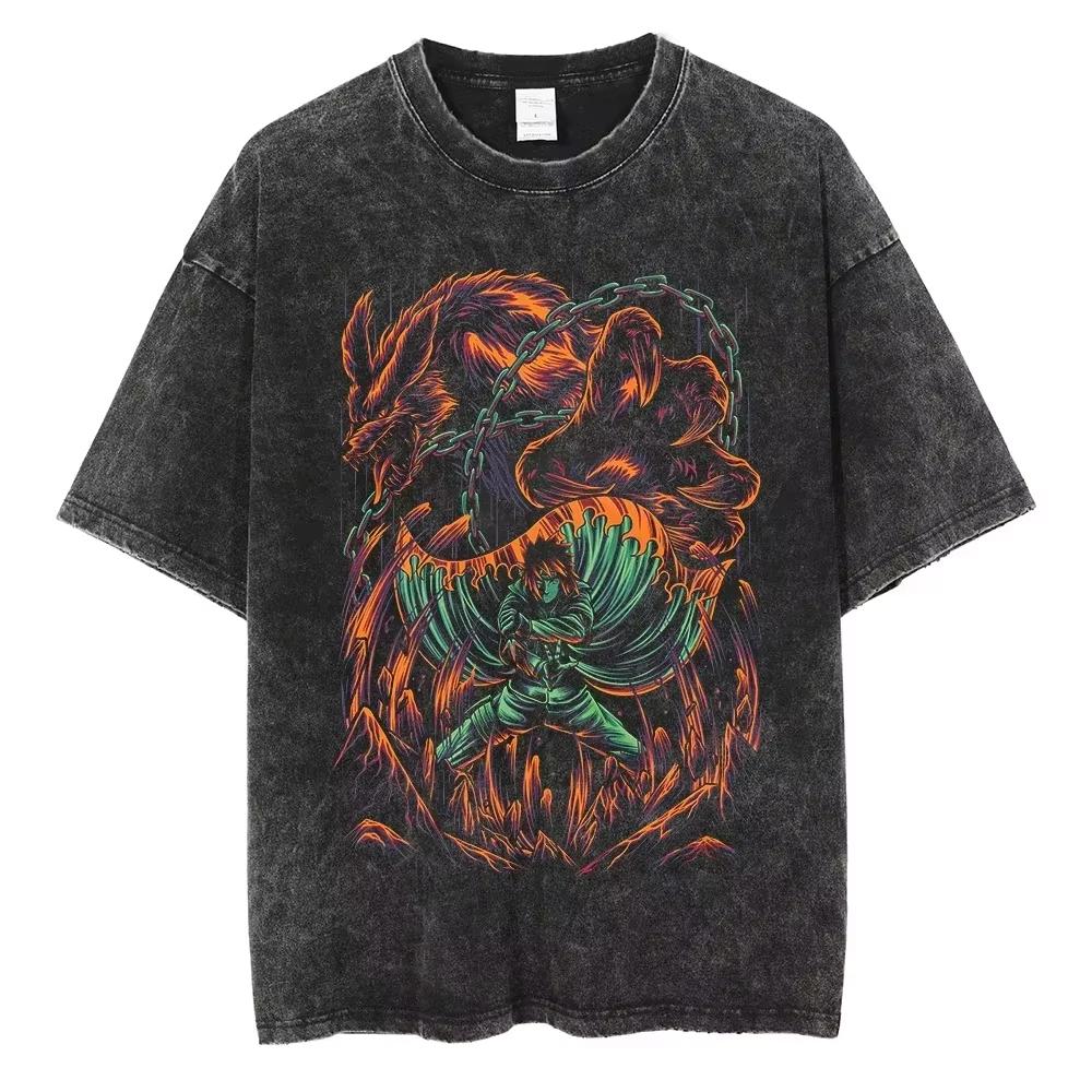 New Hip Hop Vintage Tshirt Men Streetwear Harajuku Japanese Anime Print Tee Summer Fashion Short Sleeve Cotton Top
