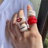 New Personality Acrylic Geometric Square Punk Resin Rings Lips Fashion Jewelry Finger Ring
