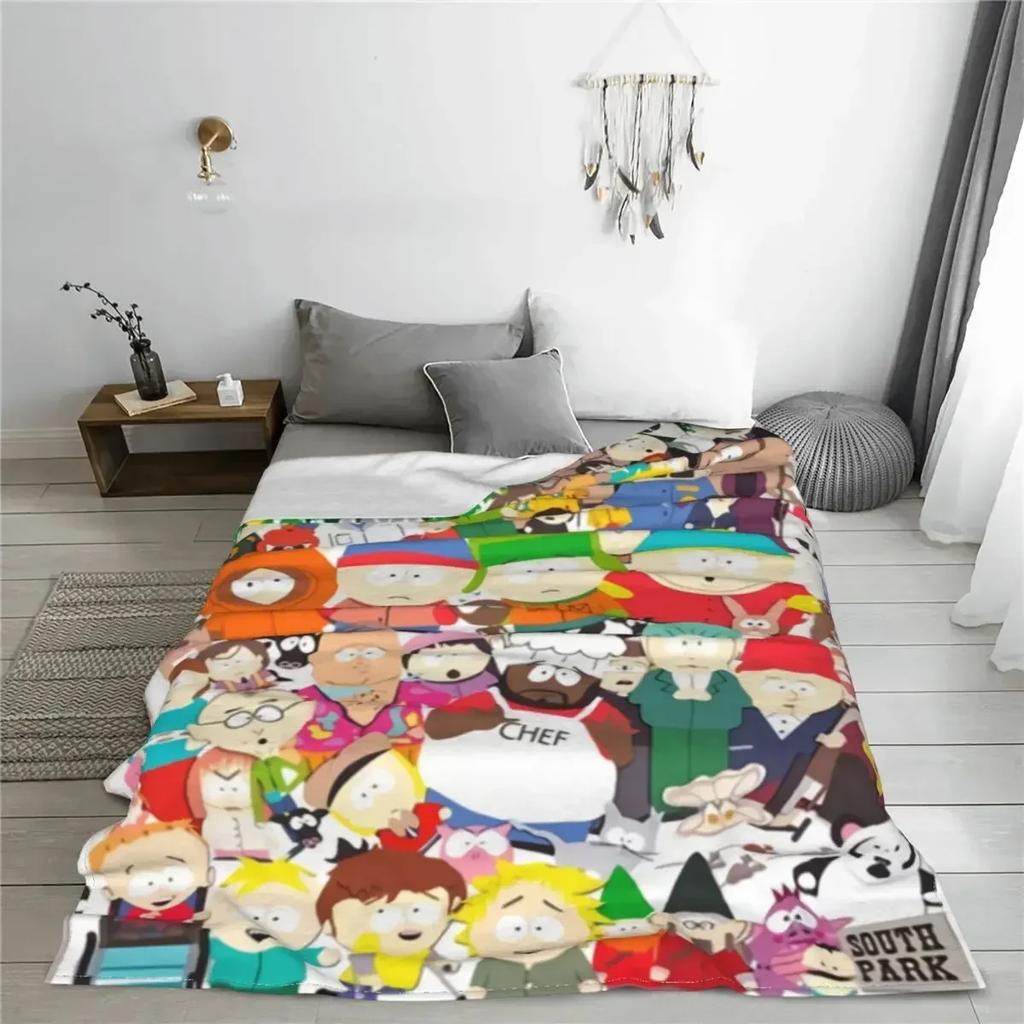 Фланелевое одеяло Southpark Collage Мультфильм Аниме Забавное плед для дома 150*125см Кусок ковра