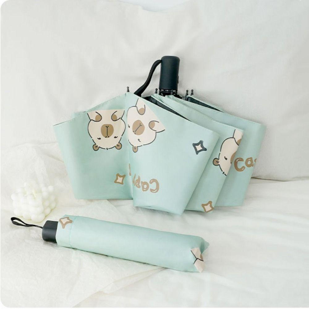 Автоматический зонт Капибара Защита от УФ-лучей Автоматический Солнцезащитный зонт Двойного назначения Складной зонт Женский