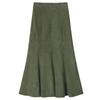 Women High Waist Suede Skirt A Line Midi Length Bodycon Fish Tail Wrap Long Skirt Autumn