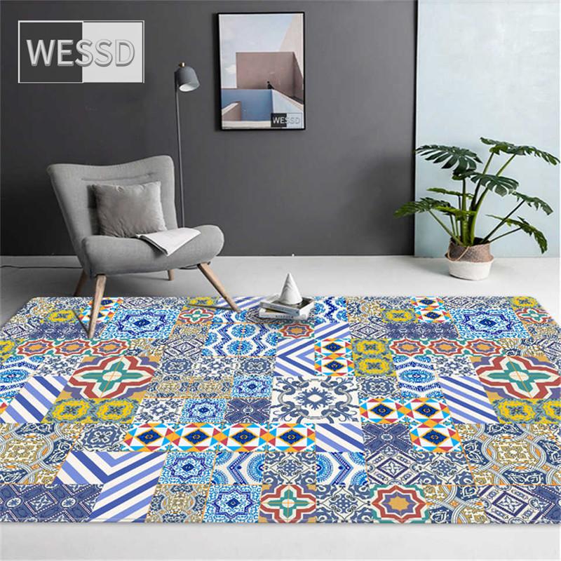 Коврик в этническом стиле в стиле ретро, ​​ковер с геометрическим клетчатым принтом, большой коврик для журнального столика, ковер для гостиной, спальни, большой коврик для кухни