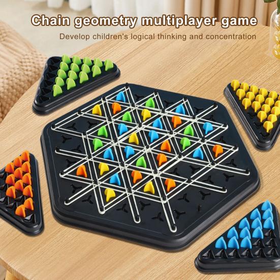 1 набор Треугольные шахматы Настольная игра от 2 до 4 игроков Геометрия Обучение фокусировке Логика Обучение Резиновая лента Треугольник Pegboard Стратегическая игра Игрушка