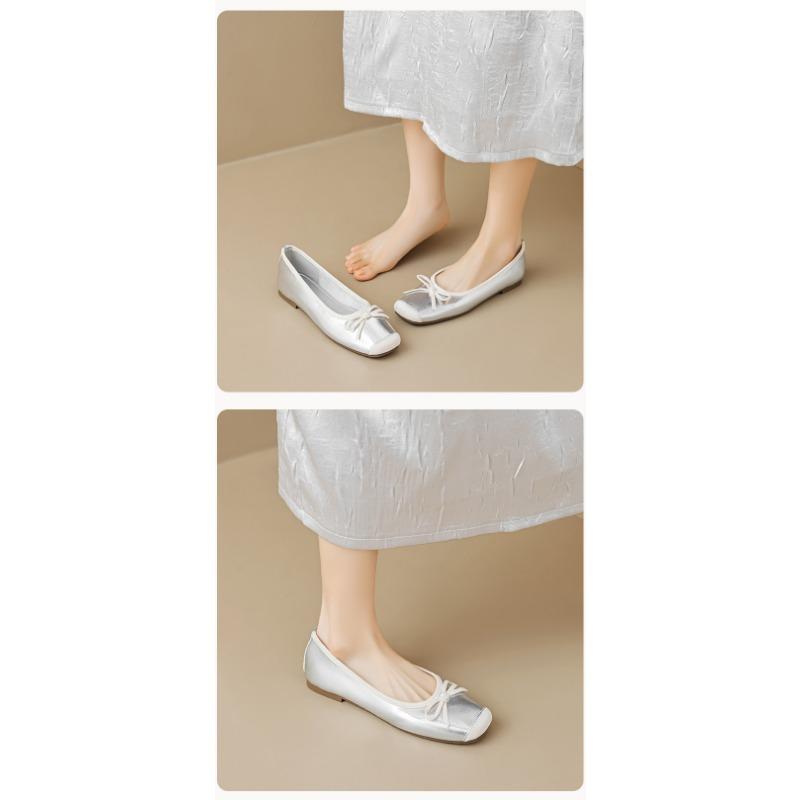 Французские одинарные туфли женские летние балетки на плоской подошве с бантом на мягкой подошве туфли бабушки