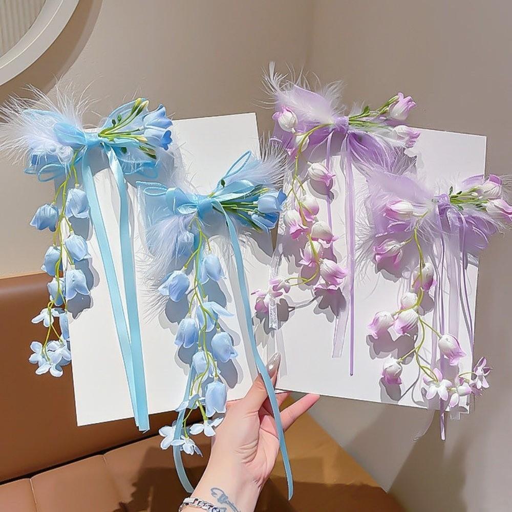 Sweet Bell Orchid Ribbon Barrettes Floral Designs Lolita Dress Hair Accessories Party