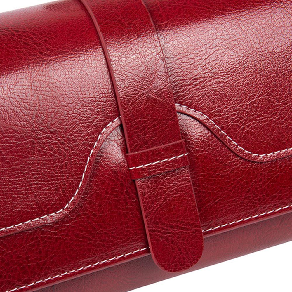 Женский кошелек, длинный масляный воск, натуральная кожа, тройной кошелек большой емкости в стиле ретро