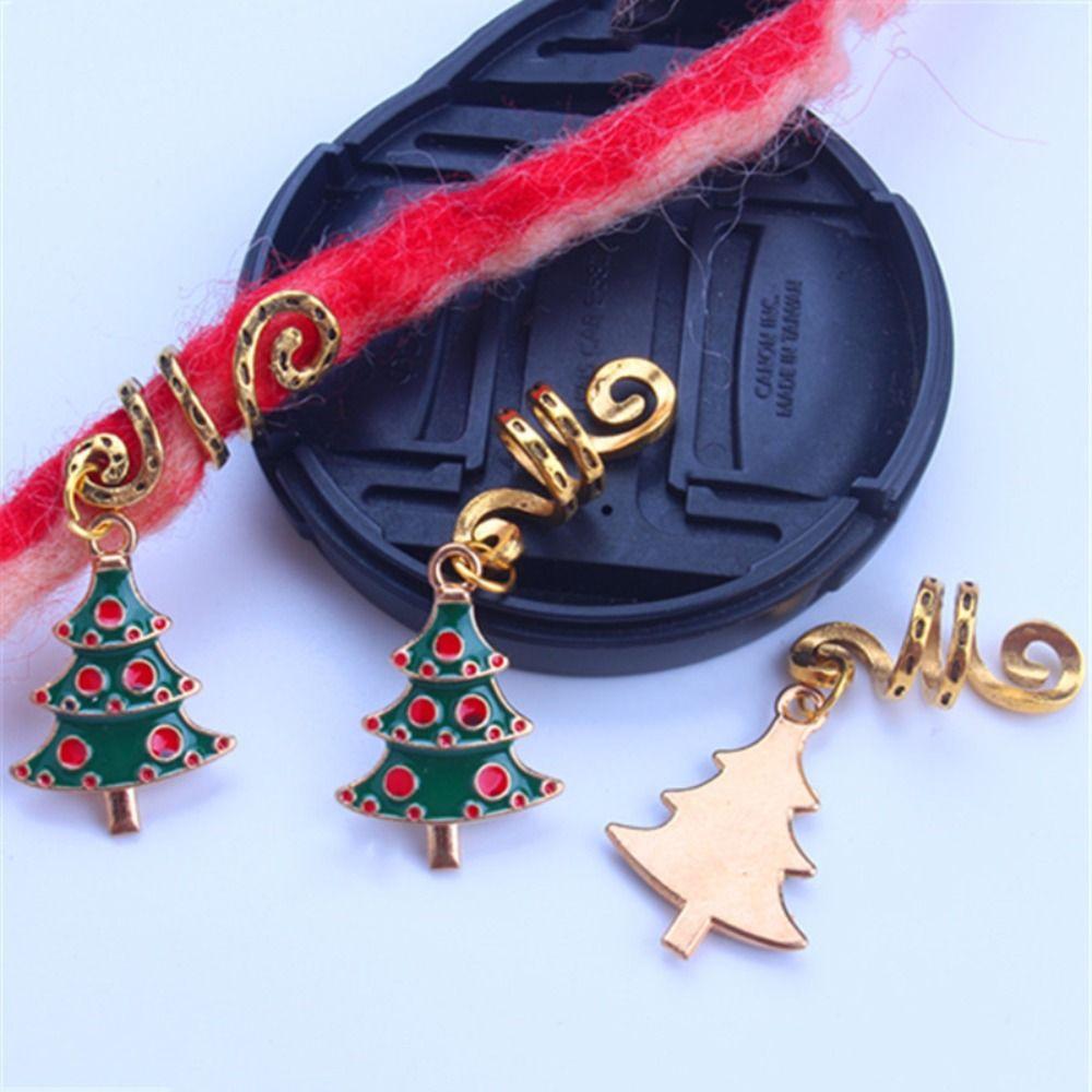 3 Pcs Santa Claus Christmas Hair Ring Spiral Hairpin Hair Braid Tubes Dreadlocks Bead