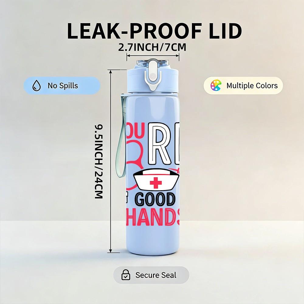 1PC You RN Get Good Hands Nurse 750ml Color Plastic Sports Water Bottle Leakproof Flip Straw Lid Suitable for Sports Office Home Use