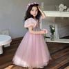 Luxurious Velvet Princess Rapunzel Puff Sleeve Dress for Girls - Autumn/Winter