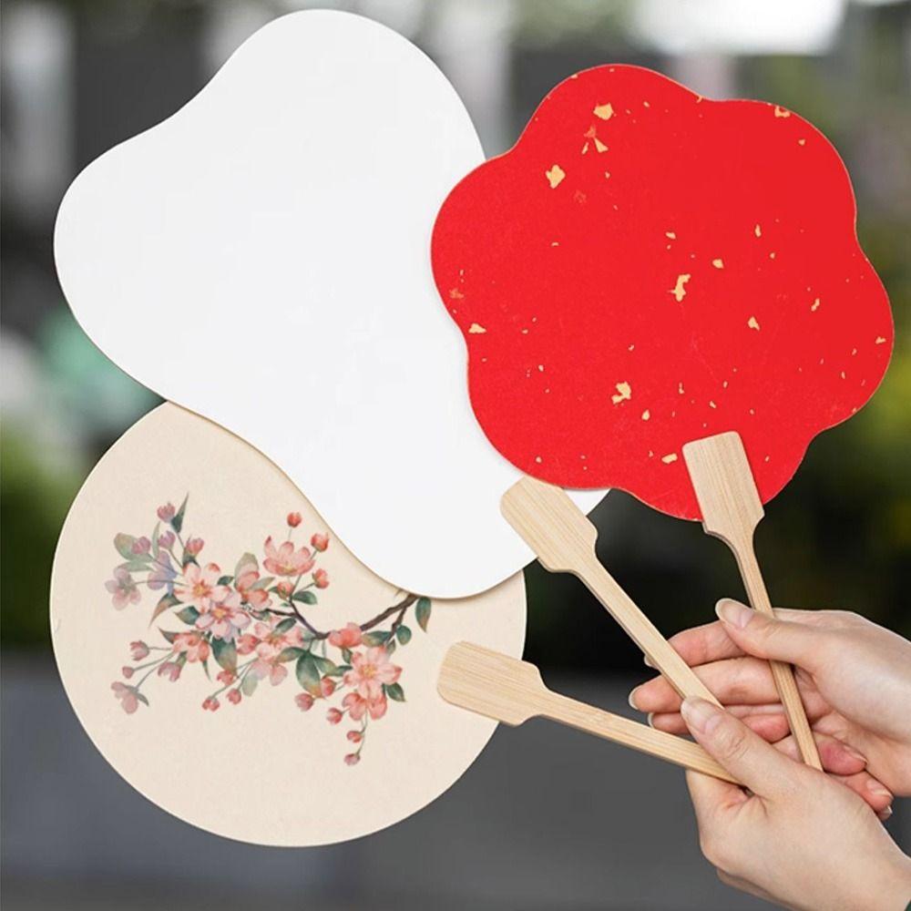 5Pcs Double-side Blank Paper Fan DIY Painting Hand Painting Graffiti Fans  Lacquer Fan