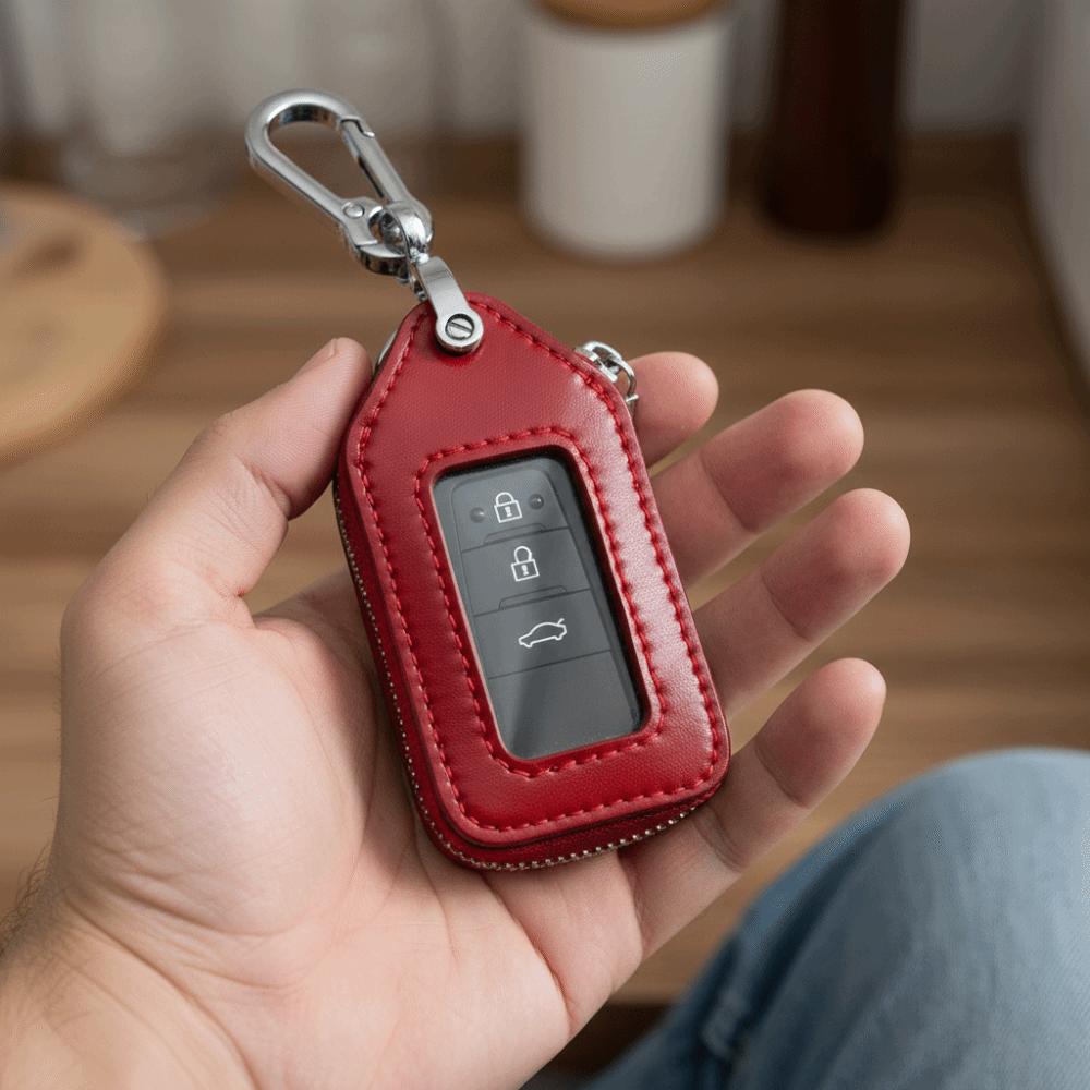 Zipper Purse Car Key Holder PU Leather Key Bag Case Unisex Key Protection Case Car Use