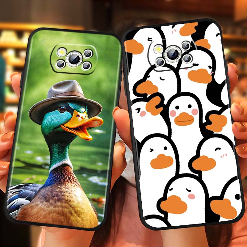 Мультяшный Аниме Утенок Для Xiaomi Mi Poco F3 F4 F5 F6 X3 X4 X5 X6 X7 M3 M4 M5 M6 M7 GT Pro 5G Черный Чехол для Телефона