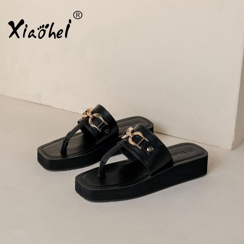 Slippers Women's Summer Wear New Fashionable Breathable Flip-flops Slope Heel Square Head Pinch Sandals Slippers