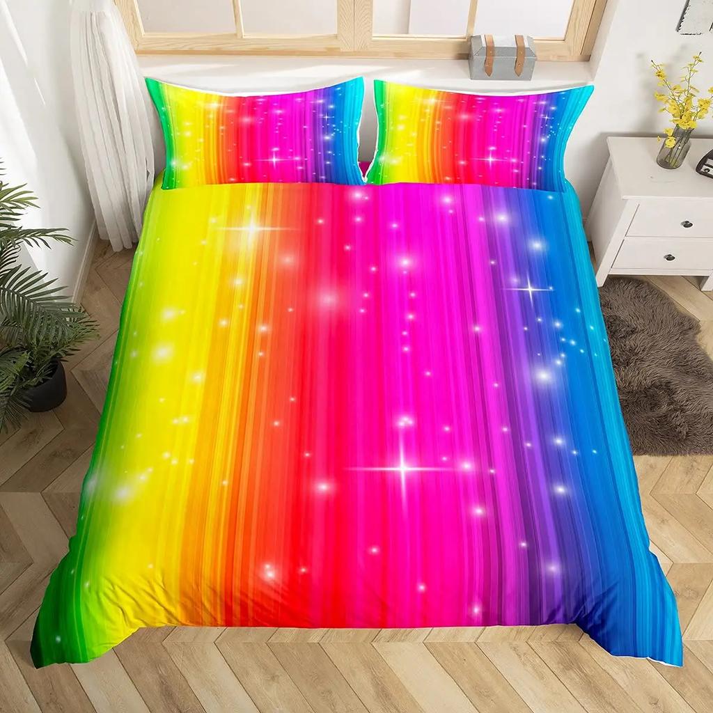 Abstract Rainbow Colorful Bedding Set Queen King Sinlge Duvet Cover Dream Polyester Comforter Covers Pillowcase Soft Bedclothes