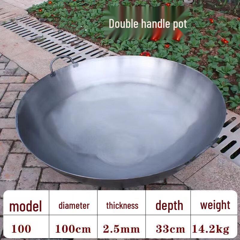 95cm Extra Thick Round Bottom Wrought Iron Chef Wok