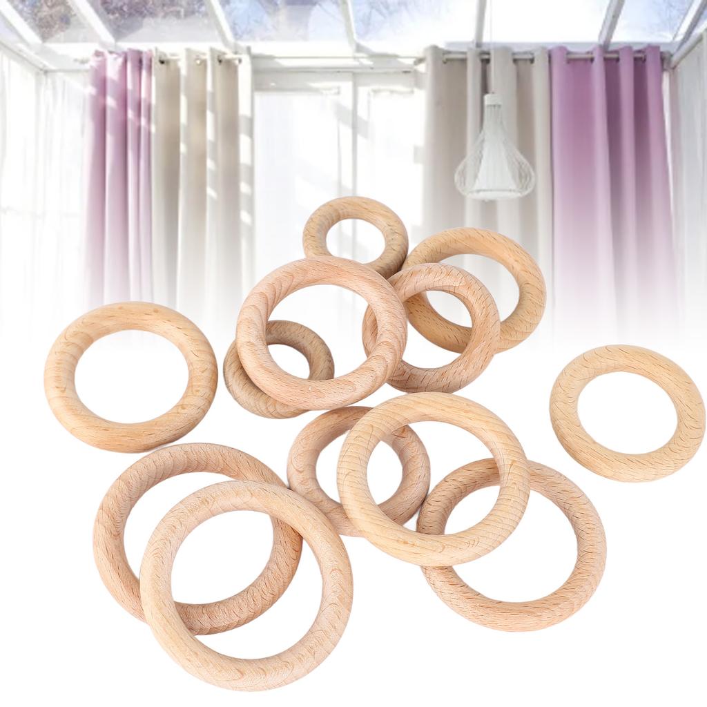 12Pcs Wooden Rings 6 Different Sizes Natural Wood Rings Unfinished Wooden Rings for Crafts Macrame Jewelry Making