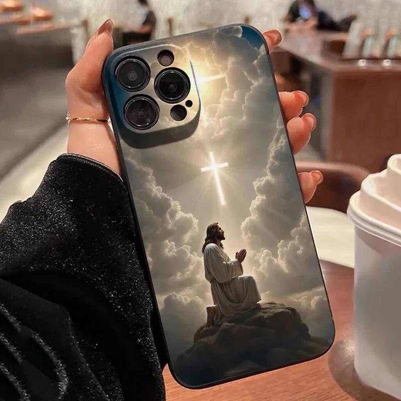 Противоударный чехол для телефона с рисунком креста Иисуса для iPhone 16 15 14 11 12 13 Pro Max Mini 7 8 16 Plus X XR XS Max Мягкая силиконовая крышка