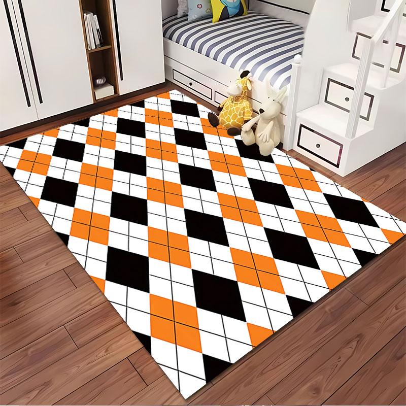 Diamond Pattern in Orange Black suitable as a non-slip mat for the living room or bedroom sofa