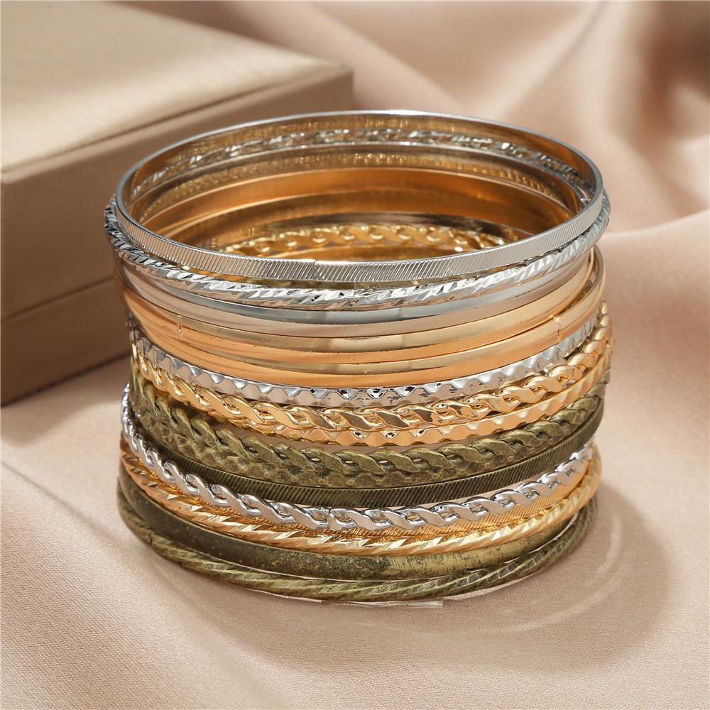 Stylish Iron Geometric Bracelets Pack With Durable Coating For Men And Women