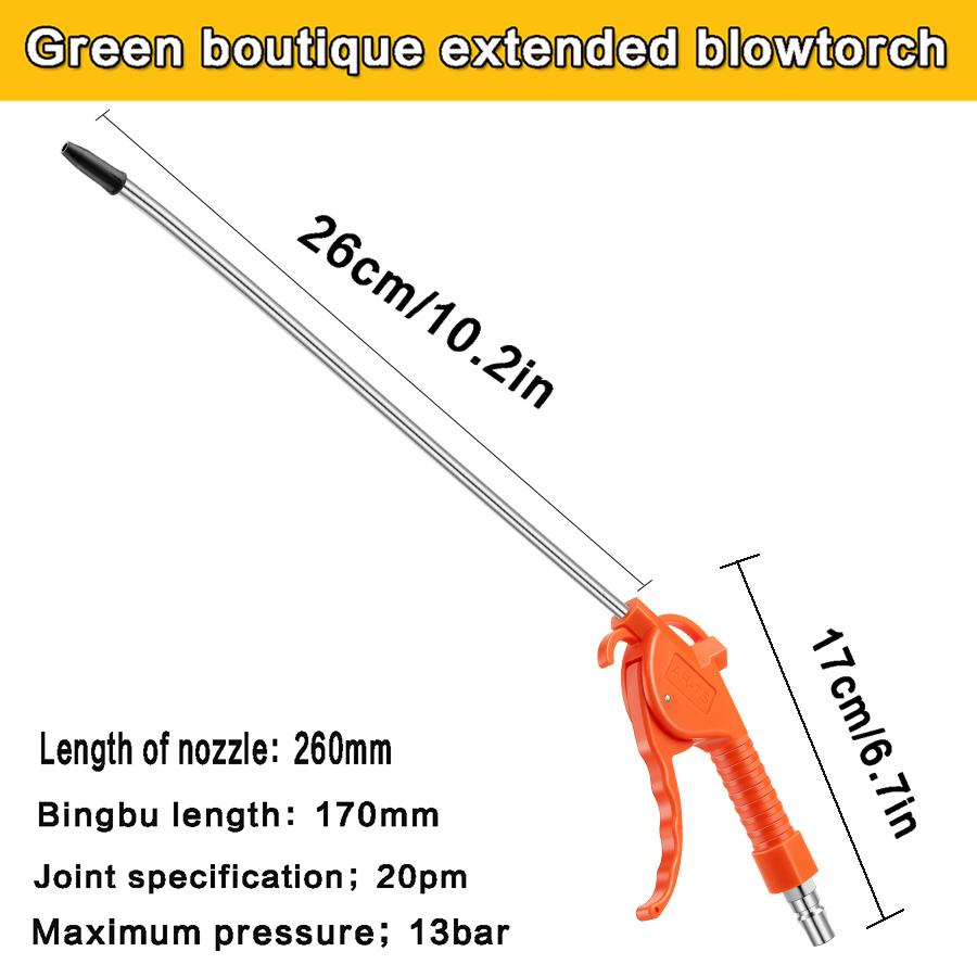 Пневмопистолет с удлиненной угловой насадкой 4" и 10,2", промышленный продувочный пистолет с большим радиусом действия, пневматический инструмент для очистки воздушного компрессора