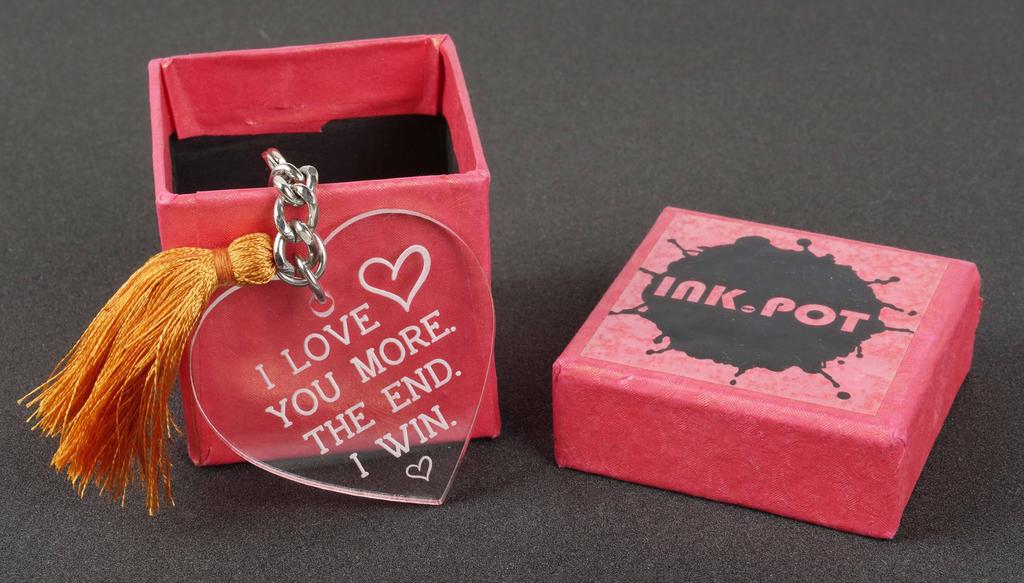 Inkdotpot Funny Keychain I Love You More The End I Win. Acrylic Engraved