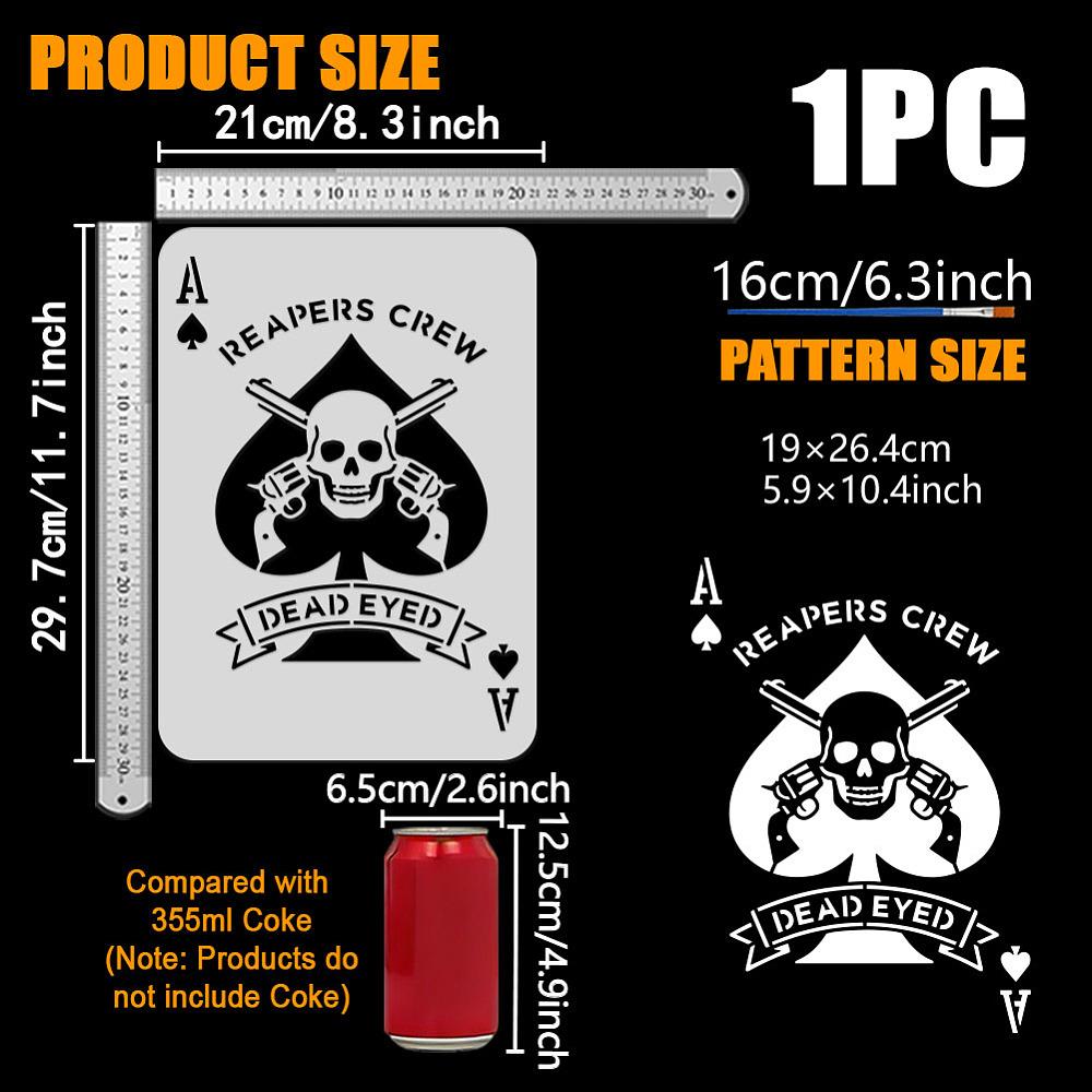 PET Hollow Out Drawing Painting Stencils, for DIY Scrapbook, Photo Album, Skull, 297x210mm