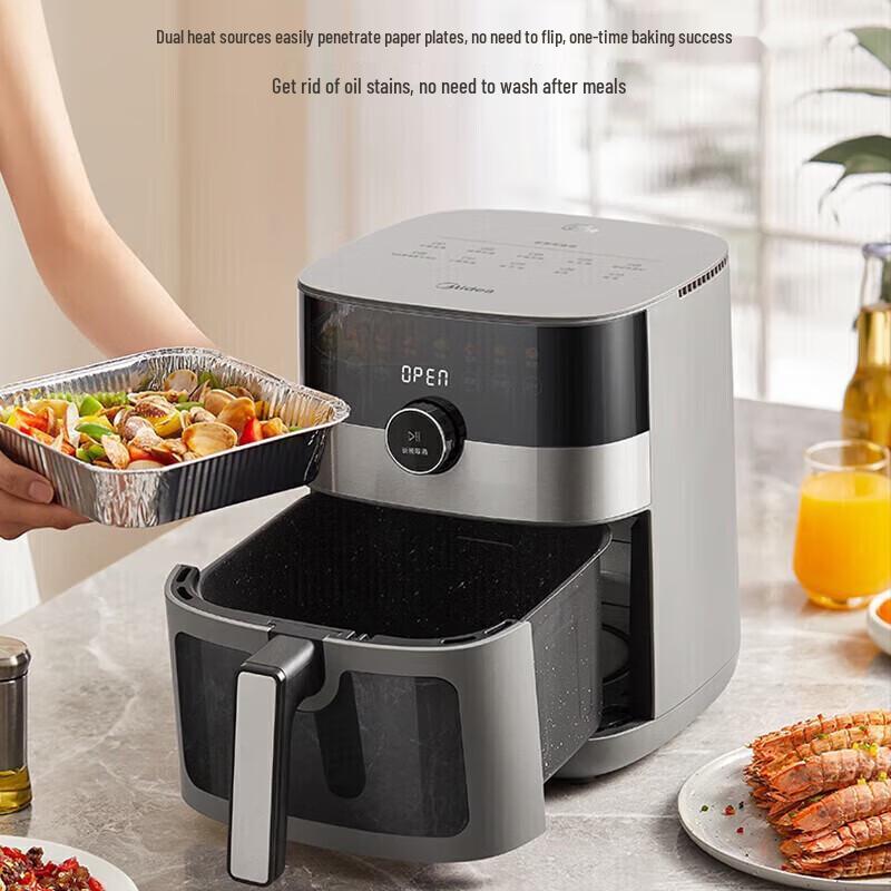 Midea Умная аэрофритюрница 6,5 л с паром и прозрачным окошком, вилка CN (адаптер в комплекте)