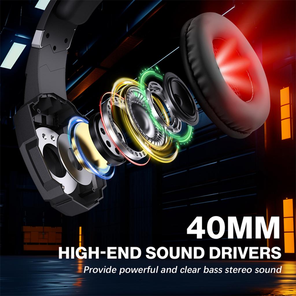 3.5mm Gaming Headphone, Over Ear Game Headset, Noise Cancellation Earphone with Mic, LED Light, Volume Control for Laptop, Tablet, Mobile Phones, Desk
