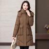 Padded Jacket Winter Women's Mid-length Hooded Waist Horn Buckle Middle-aged Mother Padded Jacket Thick Padded Jacket