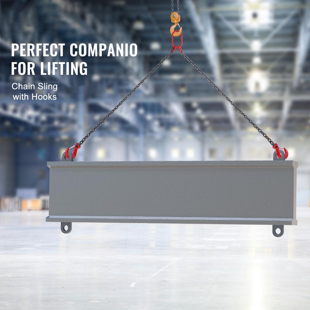 SucceBuy 3T 5 футов Подъемная цепная стропа 5/16 дюйма G80 Подъемные цепи с 2 крюками-захватами для моторной тали, цепь для подъема двигателя