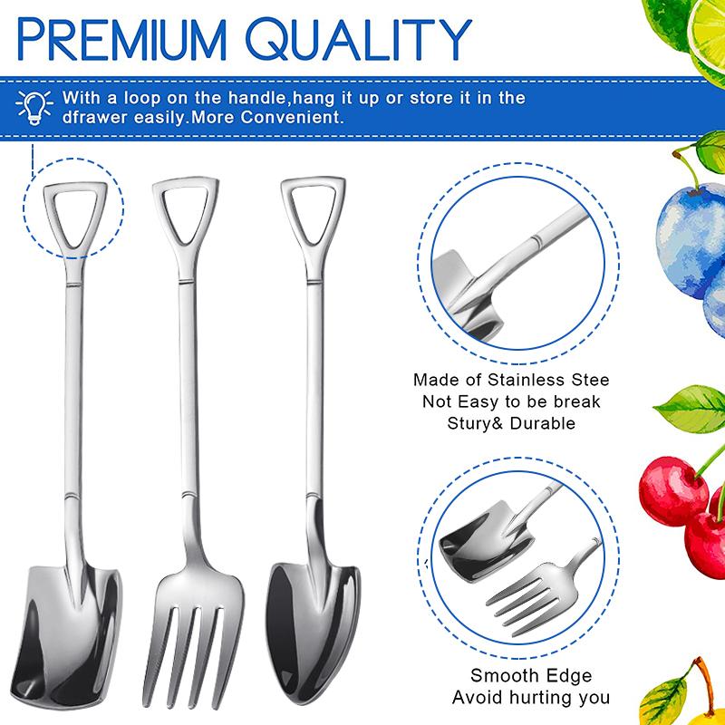 1/2/4 шт. Лопата Ложки Вилка Чайные ложки из нержавеющей стали Креативная кофейная ложка для мороженого Десертная ложка Посуда Набор столовых приборов