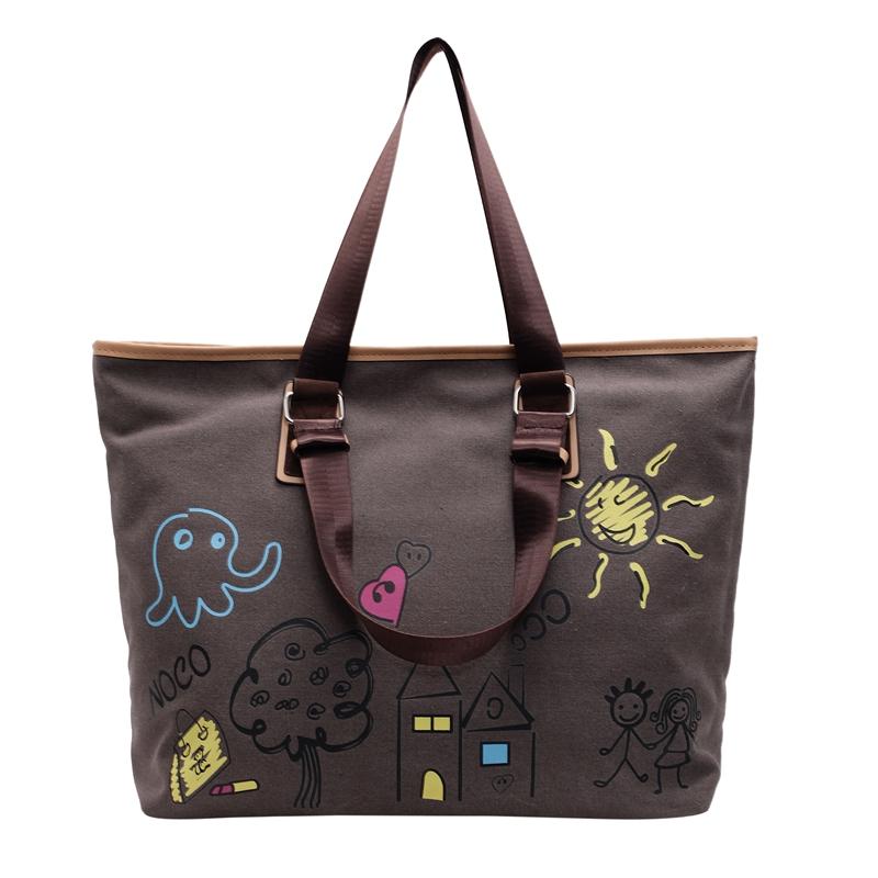 Легкая сумка через плечо с принтом, женская сумка-тоут большой вместимости, студенческая сумка для путешествий, холщовая сумка