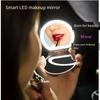 Foldable Compact Pocket Touch Makeup Mirror with LED Light 1X/5X Magnifying 3 Colors Cosmetic Charge Mirror