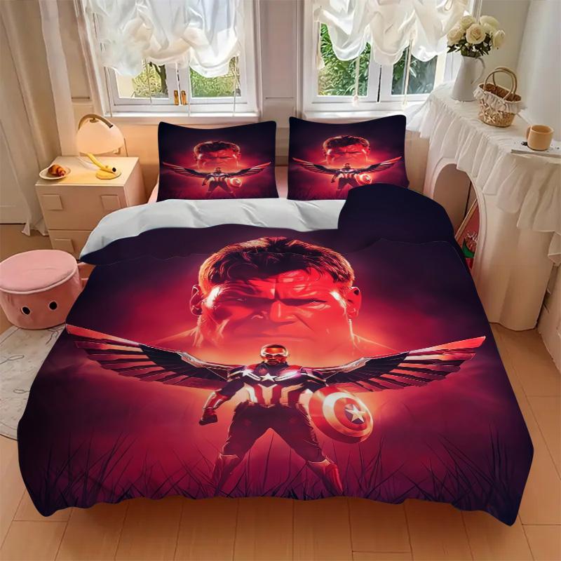 Captain America Falcon'S Rise Print 3Pcs Bedding Setduvet Cover With 2 Bedropillowcase Home Birthday Gift
