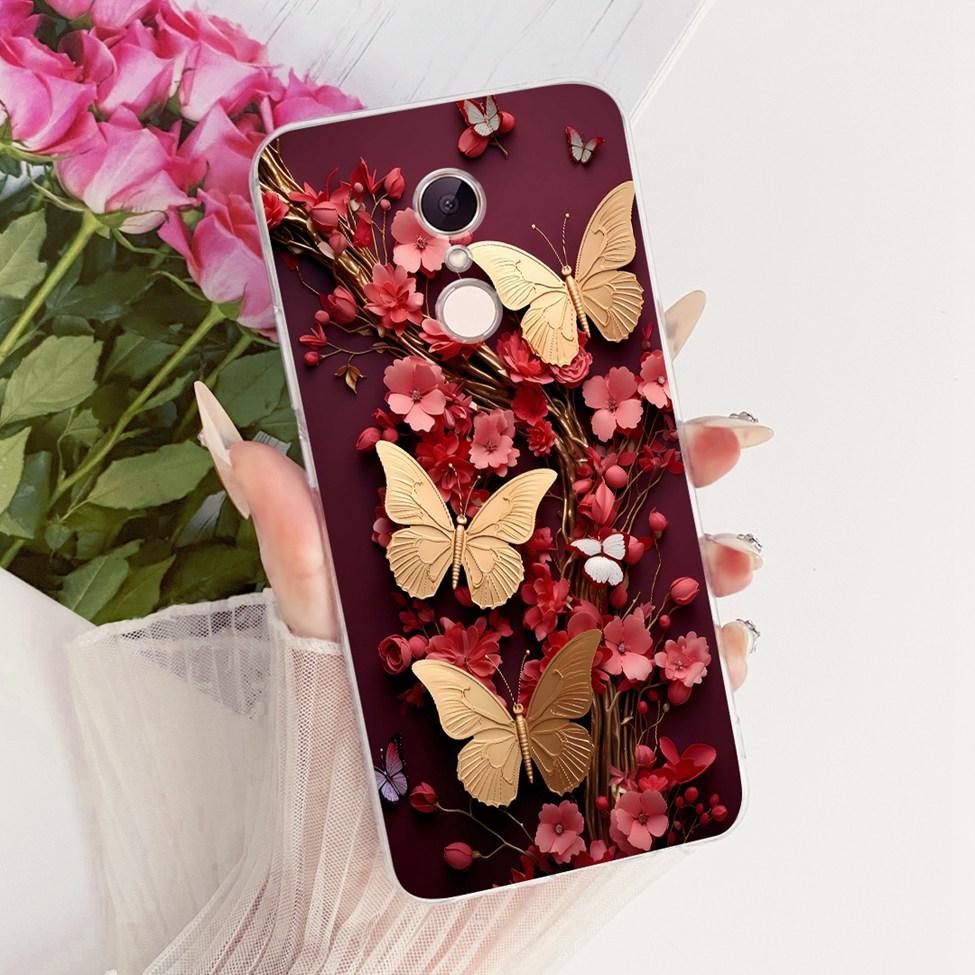 For Redmi 5 Case Cover Transparent Cute Cat Fashion Butterfly Funny Painted Casing MDG1 MDI1