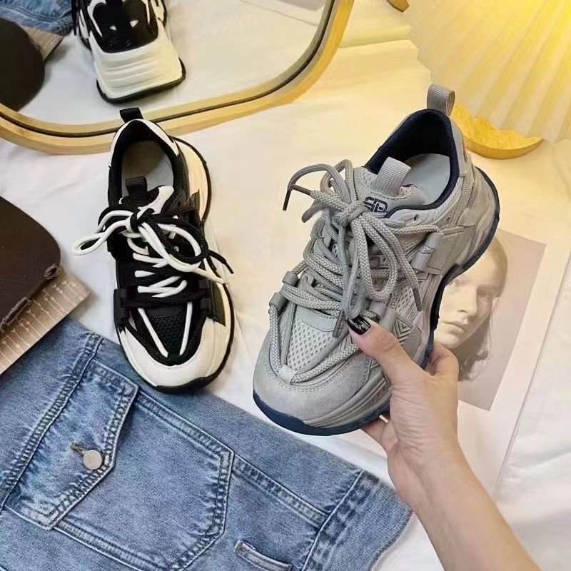 Кроссовки женские Ins модные весенние новые папьи туфли женские с толстой подошвой увеличенные для отдыха универсальные студенческие кроссовки