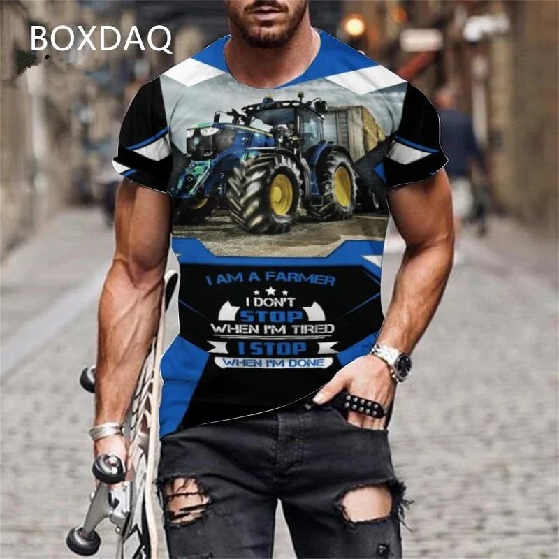 Мужские футболки с коротким рукавом и круглым вырезом с 3D-принтом «Трактор», «Автомобиль», «Фермер», «Инструменты», «Спортивные футболки»