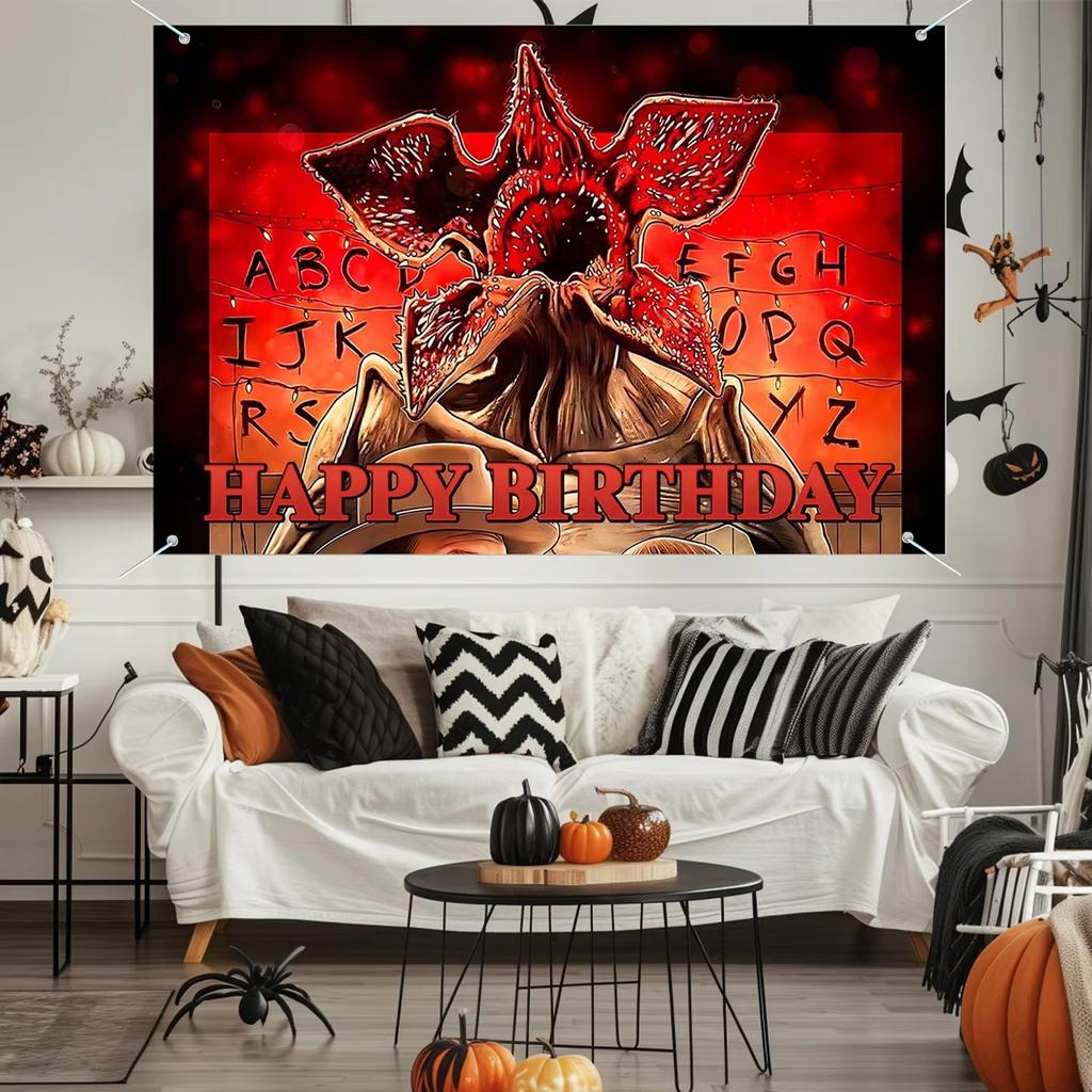 Welcome to The Other Side Horror Tapestry Upside Down Forest Backdrop Banner for Stranger Birthday Party Halloween Decor Gift